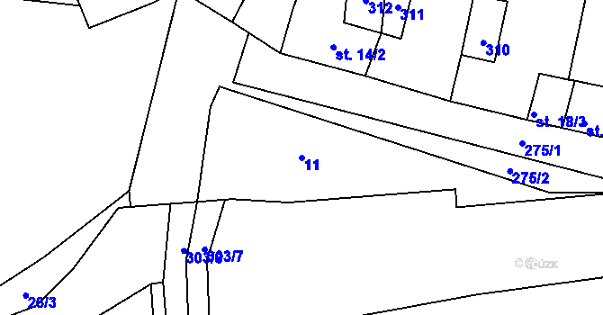 Parcela st. 11 v KÚ Hrádek u Loun, Katastrální mapa