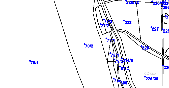 Parcela st. 70/2 v KÚ Hrádek u Loun, Katastrální mapa