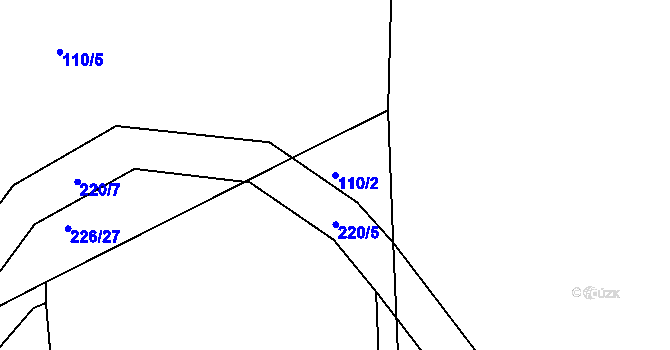 Parcela st. 110/2 v KÚ Hrádek u Loun, Katastrální mapa