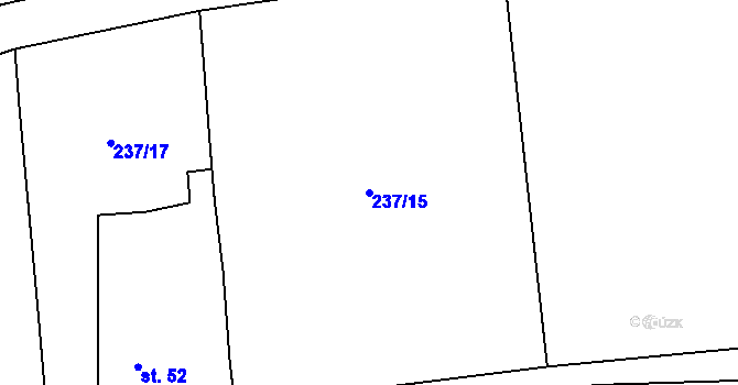 Parcela st. 237/15 v KÚ Hrádek u Loun, Katastrální mapa