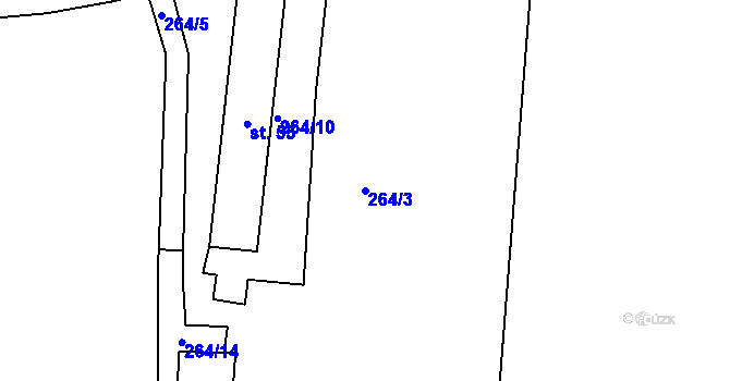 Parcela st. 264/3 v KÚ Hrádek u Loun, Katastrální mapa