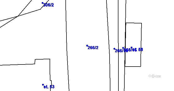 Parcela st. 266/2 v KÚ Hrádek u Loun, Katastrální mapa