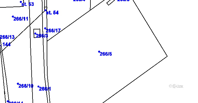 Parcela st. 266/5 v KÚ Hrádek u Loun, Katastrální mapa