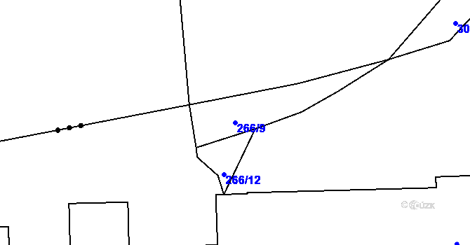 Parcela st. 266/9 v KÚ Hrádek u Loun, Katastrální mapa