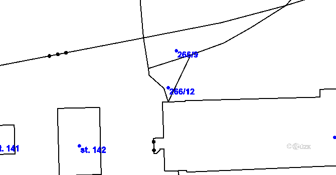 Parcela st. 266/12 v KÚ Hrádek u Loun, Katastrální mapa
