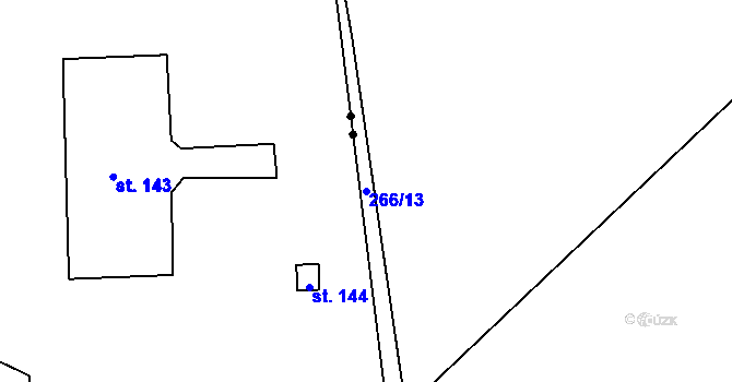 Parcela st. 266/13 v KÚ Hrádek u Loun, Katastrální mapa