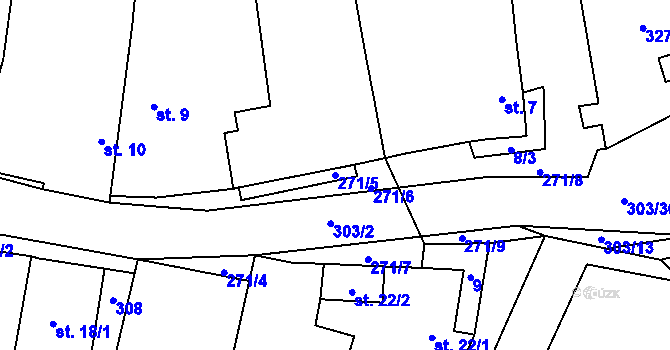 Parcela st. 271/5 v KÚ Hrádek u Loun, Katastrální mapa