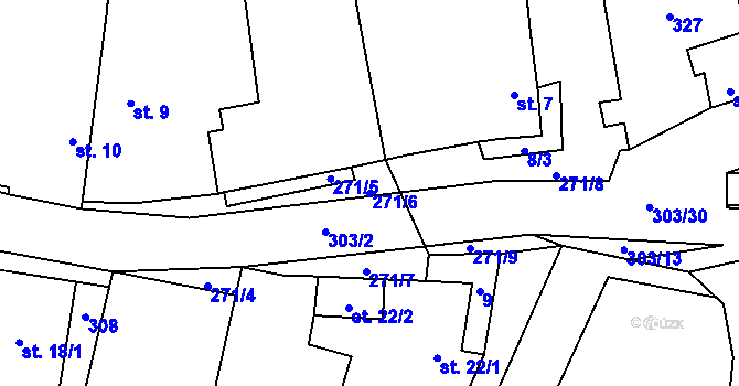 Parcela st. 271/6 v KÚ Hrádek u Loun, Katastrální mapa