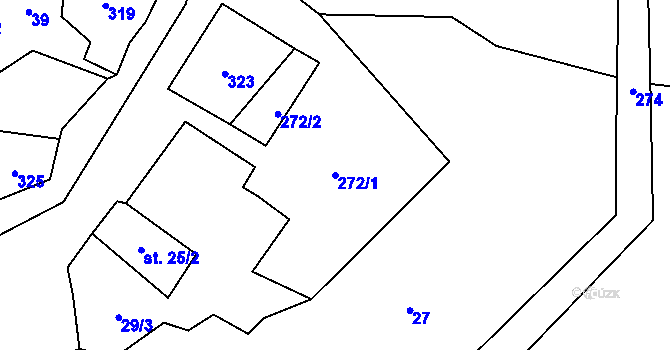 Parcela st. 272/1 v KÚ Hrádek u Loun, Katastrální mapa