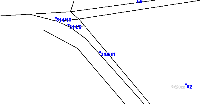 Parcela st. 314/11 v KÚ Hrádek u Loun, Katastrální mapa