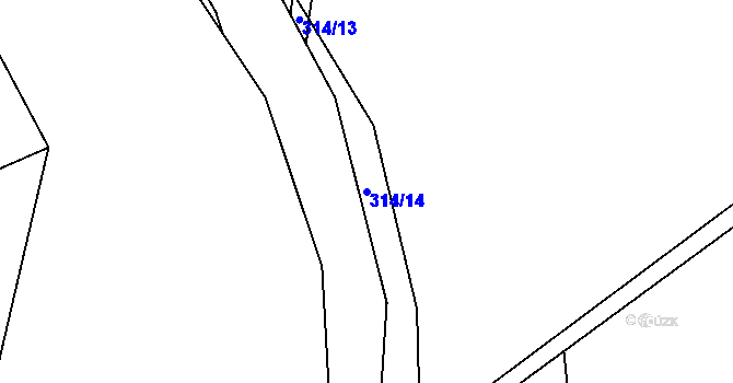 Parcela st. 314/14 v KÚ Hrádek u Loun, Katastrální mapa