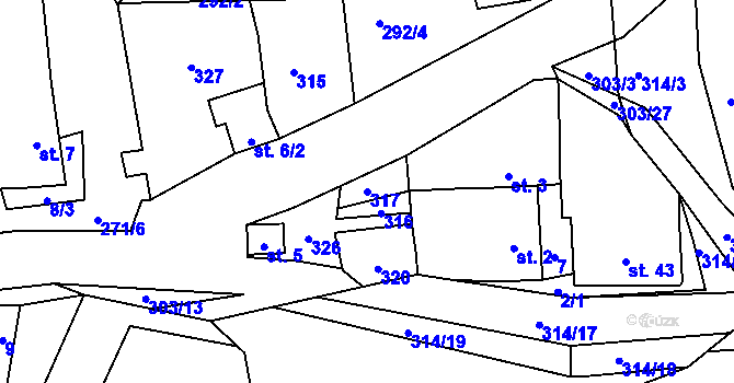 Parcela st. 317 v KÚ Hrádek u Loun, Katastrální mapa
