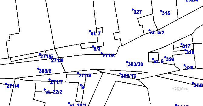 Parcela st. 271/8 v KÚ Hrádek u Loun, Katastrální mapa