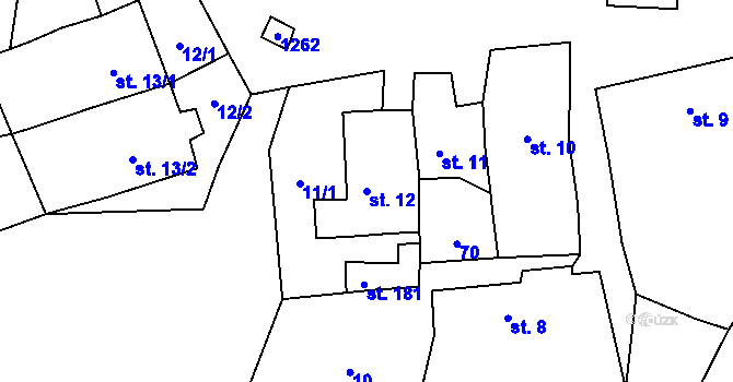 Parcela st. 12 v KÚ Raná u Loun, Katastrální mapa