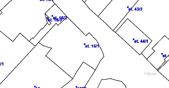 Parcela st. 15/1 v KÚ Raná u Loun, Katastrální mapa