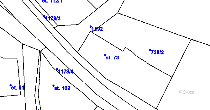 Parcela st. 73 v KÚ Raná u Loun, Katastrální mapa