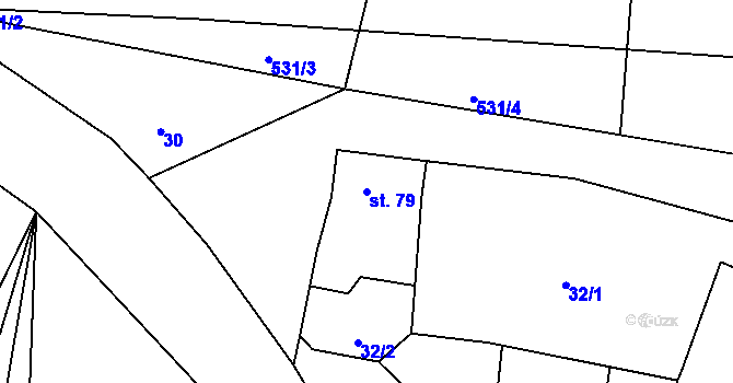 Parcela st. 79 v KÚ Raná u Loun, Katastrální mapa