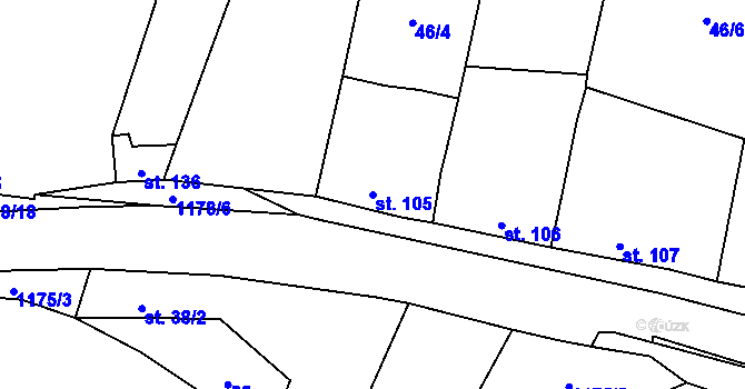 Parcela st. 105 v KÚ Raná u Loun, Katastrální mapa