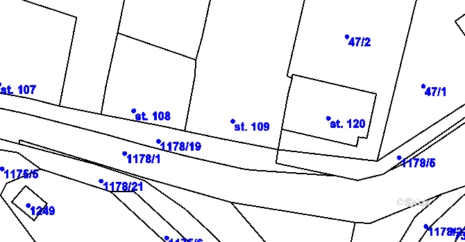 Parcela st. 109 v KÚ Raná u Loun, Katastrální mapa