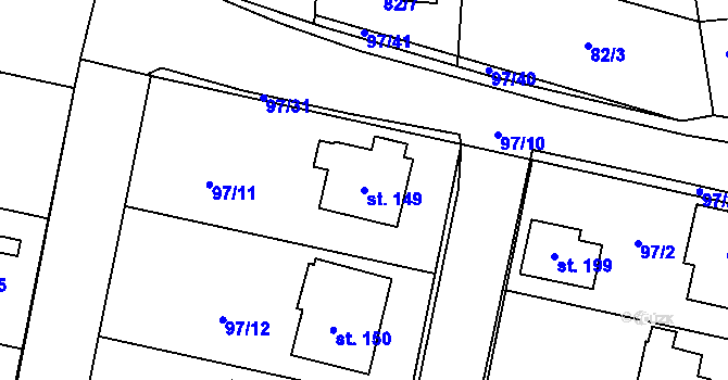 Parcela st. 149 v KÚ Raná u Loun, Katastrální mapa