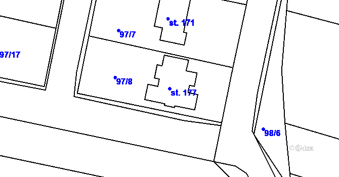 Parcela st. 177 v KÚ Raná u Loun, Katastrální mapa