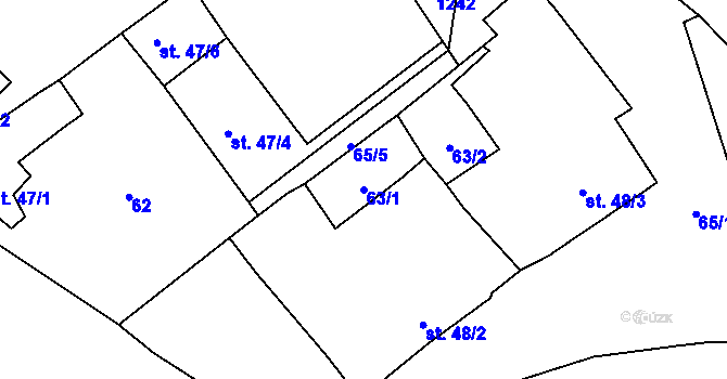 Parcela st. 63/1 v KÚ Raná u Loun, Katastrální mapa