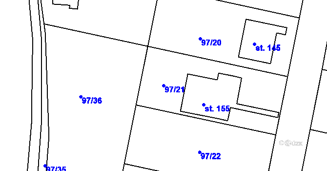 Parcela st. 97/21 v KÚ Raná u Loun, Katastrální mapa