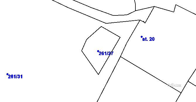 Parcela st. 261/27 v KÚ Raná u Loun, Katastrální mapa