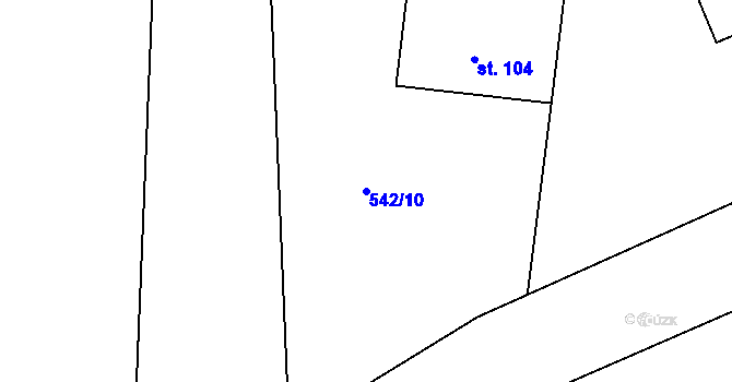 Parcela st. 542/10 v KÚ Raná u Loun, Katastrální mapa