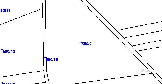 Parcela st. 580/2 v KÚ Raná u Loun, Katastrální mapa