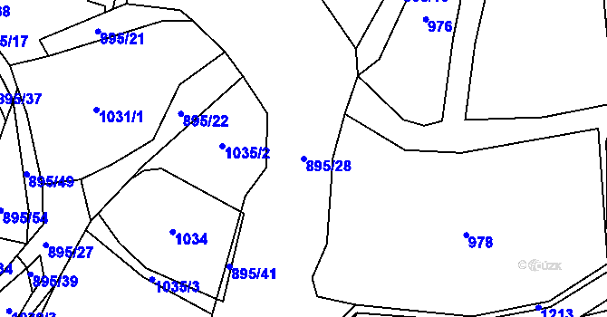Parcela st. 895/28 v KÚ Raná u Loun, Katastrální mapa