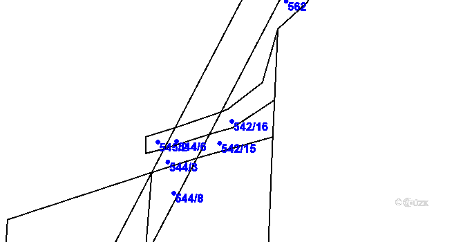 Parcela st. 542/16 v KÚ Raná u Loun, Katastrální mapa
