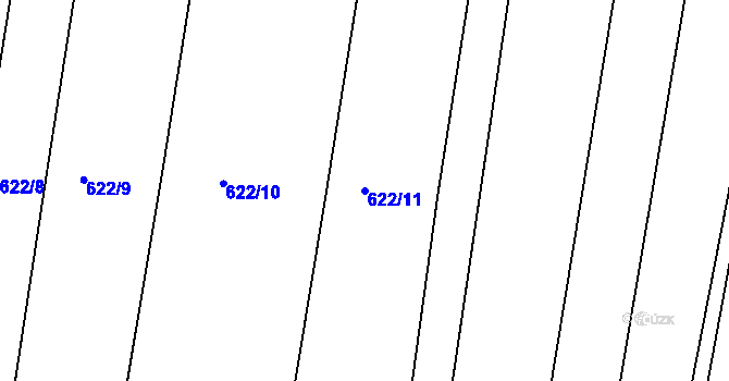 Parcela st. 622/11 v KÚ Raná u Loun, Katastrální mapa