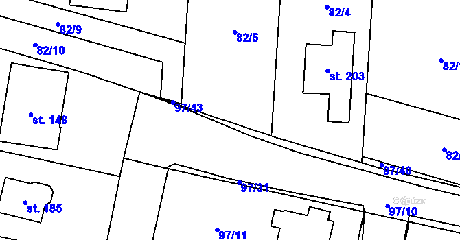 Parcela st. 97/42 v KÚ Raná u Loun, Katastrální mapa
