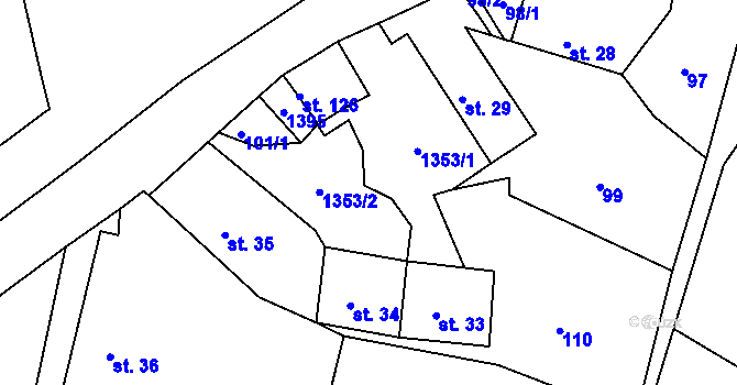 Parcela st. 32 v KÚ Raná u Hlinska, Katastrální mapa