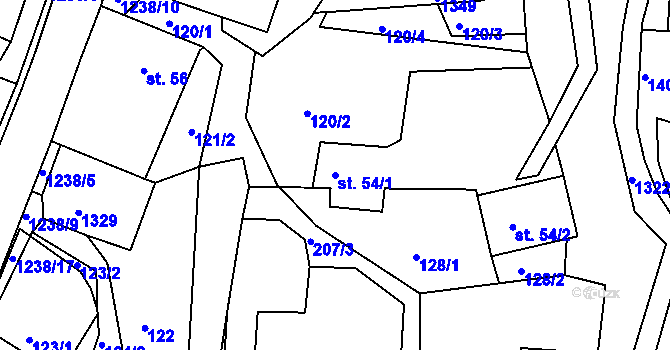 Parcela st. 54/1 v KÚ Raná u Hlinska, Katastrální mapa