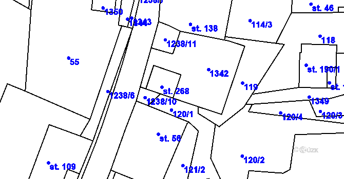 Parcela st. 55 v KÚ Raná u Hlinska, Katastrální mapa