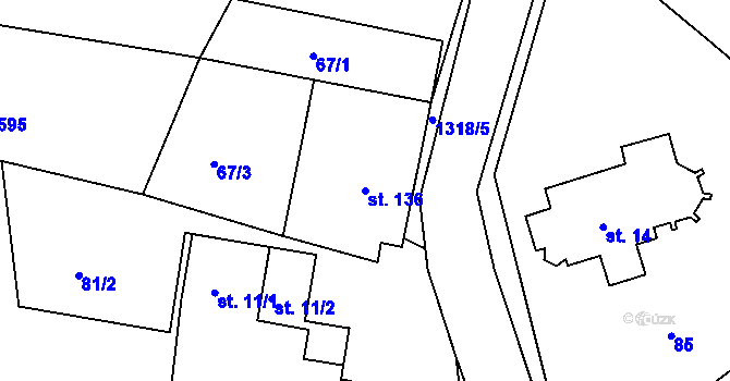 Parcela st. 136 v KÚ Raná u Hlinska, Katastrální mapa
