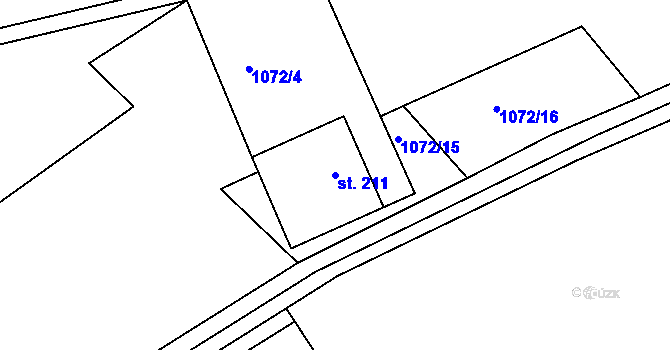 Parcela st. 211 v KÚ Raná u Hlinska, Katastrální mapa