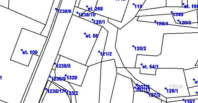 Parcela st. 121/2 v KÚ Raná u Hlinska, Katastrální mapa