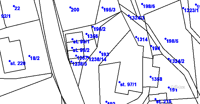 Parcela st. 193 v KÚ Raná u Hlinska, Katastrální mapa