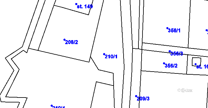 Parcela st. 210/1 v KÚ Raná u Hlinska, Katastrální mapa