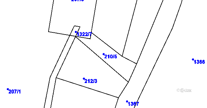 Parcela st. 210/5 v KÚ Raná u Hlinska, Katastrální mapa