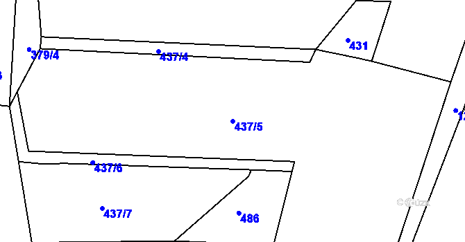 Parcela st. 437/5 v KÚ Raná u Hlinska, Katastrální mapa