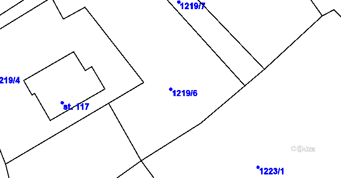 Parcela st. 1219/6 v KÚ Raná u Hlinska, Katastrální mapa