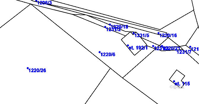 Parcela st. 1220/6 v KÚ Raná u Hlinska, Katastrální mapa