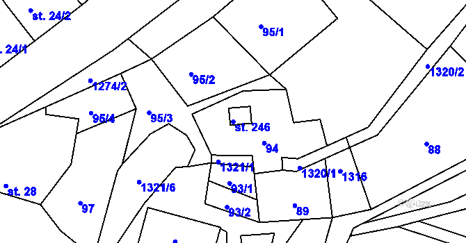 Parcela st. 246 v KÚ Raná u Hlinska, Katastrální mapa