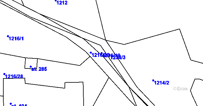Parcela st. 1216/19 v KÚ Raná u Hlinska, Katastrální mapa