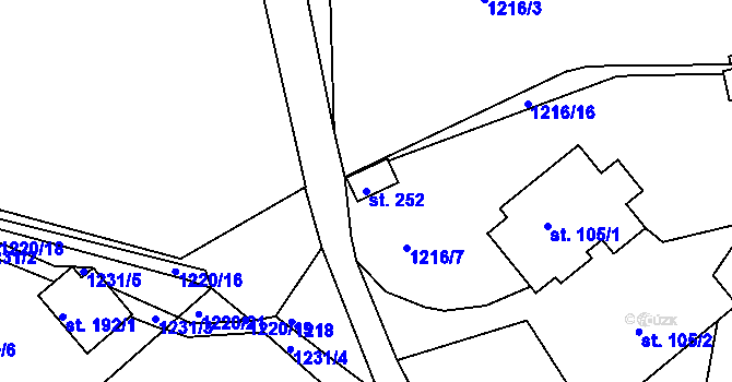 Parcela st. 252 v KÚ Raná u Hlinska, Katastrální mapa