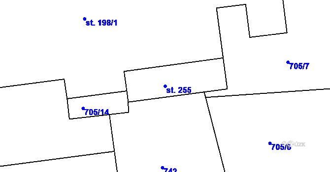 Parcela st. 255 v KÚ Raná u Hlinska, Katastrální mapa